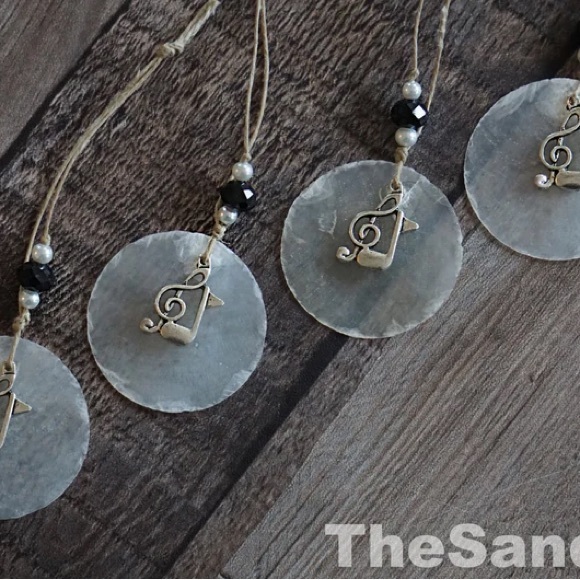 Music Note Shell Ornaments Beach House Capiz Chorus Teacher Music Teacher Gift - Picture 3 of 4